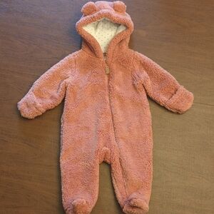 Carter's Pink Shearling Baby Pram with Bear Ears